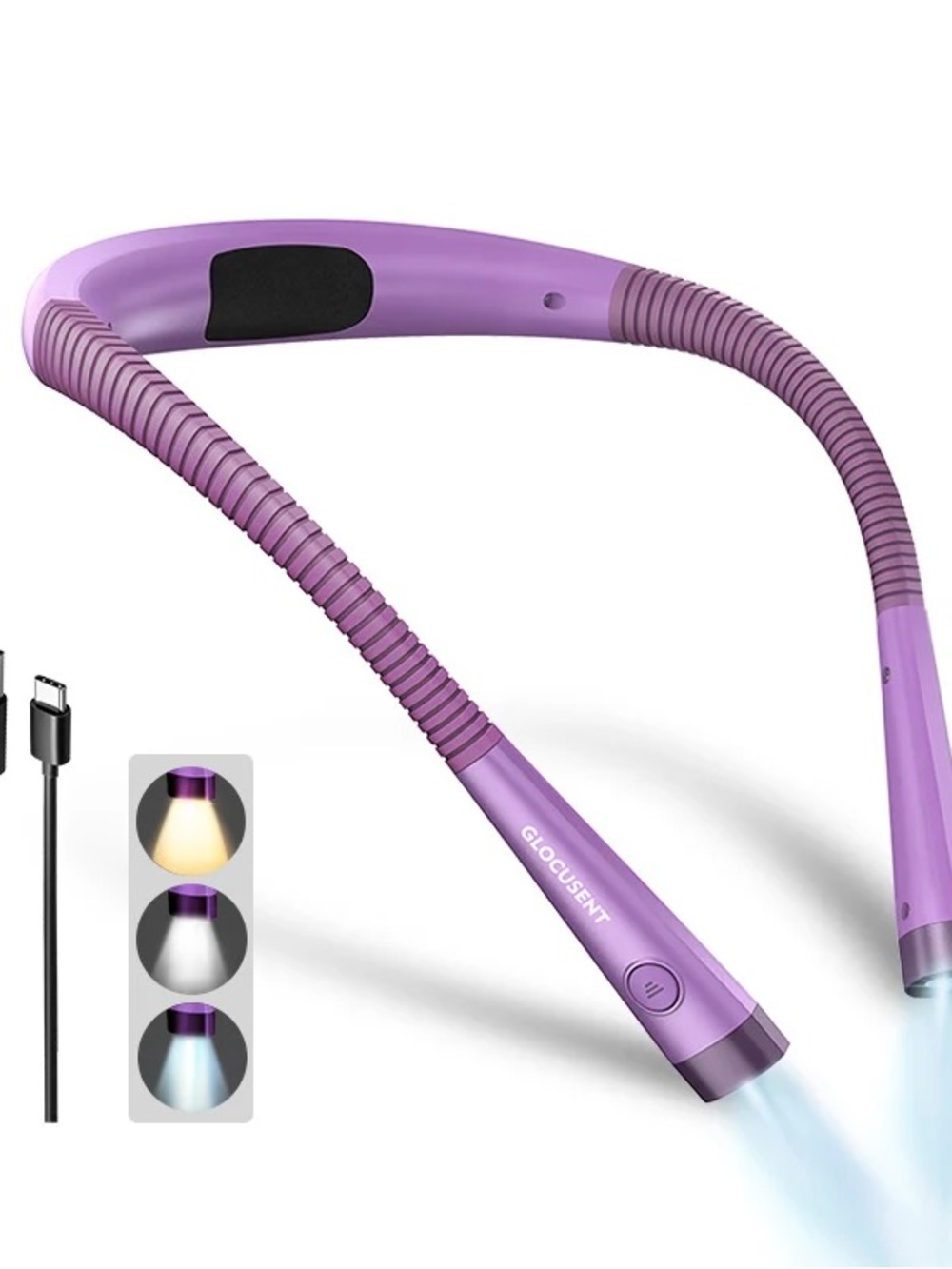 Glocusent 80-hr Rechargeable Bendable Reading Light + Charging Cable